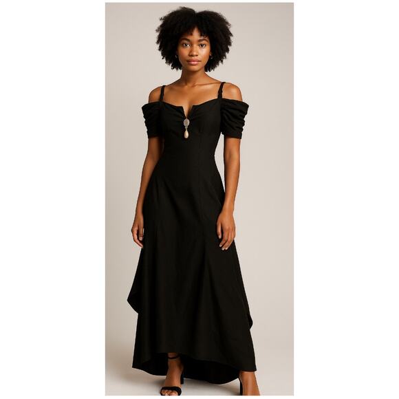 Chic Black Off-Shoulder Maxi Dress - Picture 1 of 6